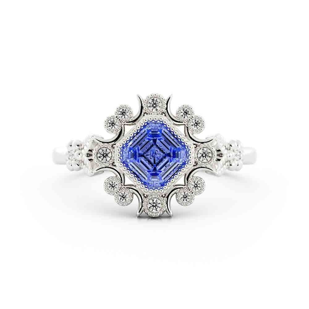 Blue-Green Sapphire and Diamond Ring