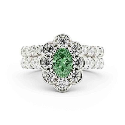 Emerald and Diamond Wedding Set