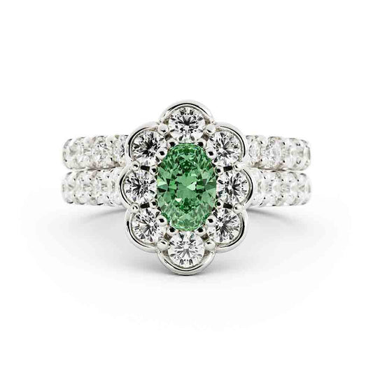 Emerald and Diamond Wedding Set