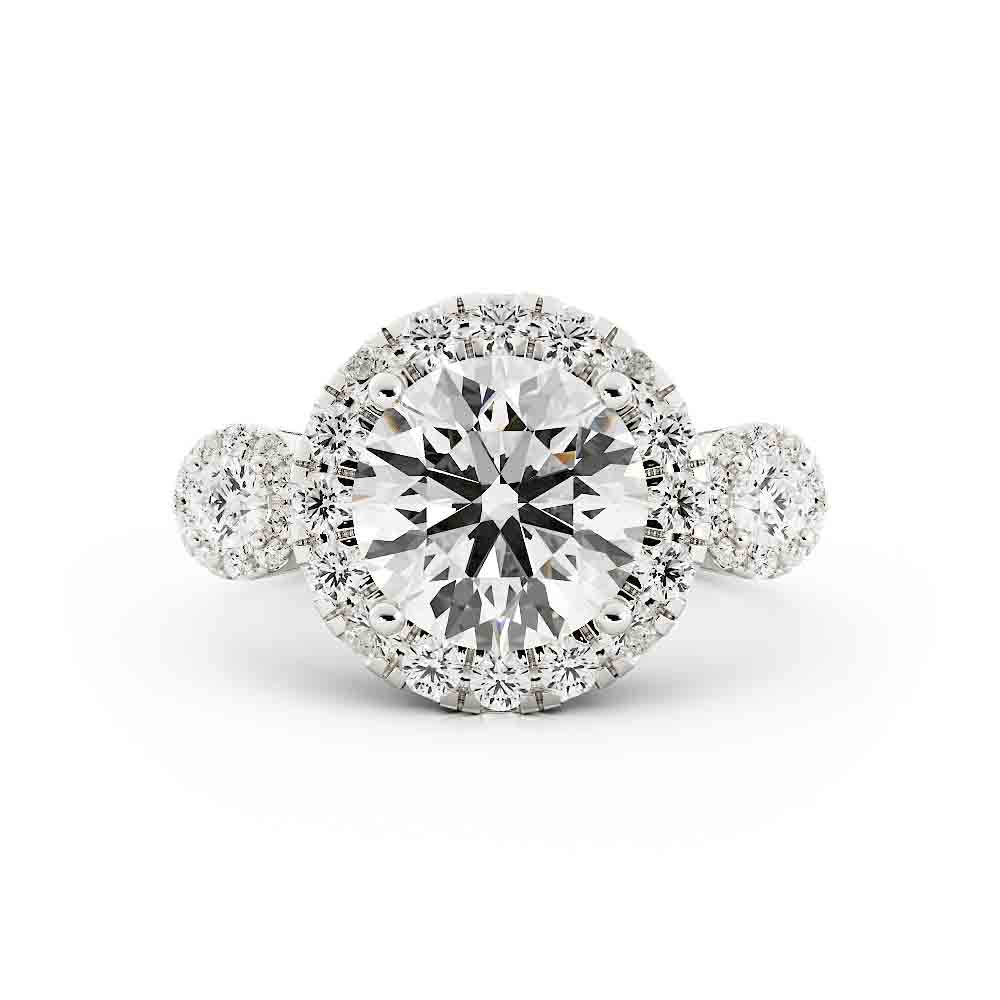 Three Stone Halo Diamond Ring