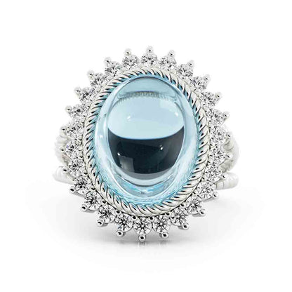 Oval Blue Topaz and Diamond Ring
