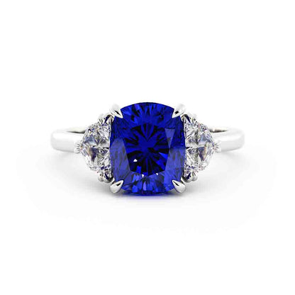 Cushion Blue Sapphire with Cadilac Cut Traps