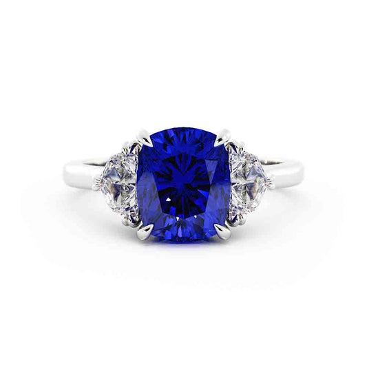 Cushion Blue Sapphire with Cadilac Cut Traps