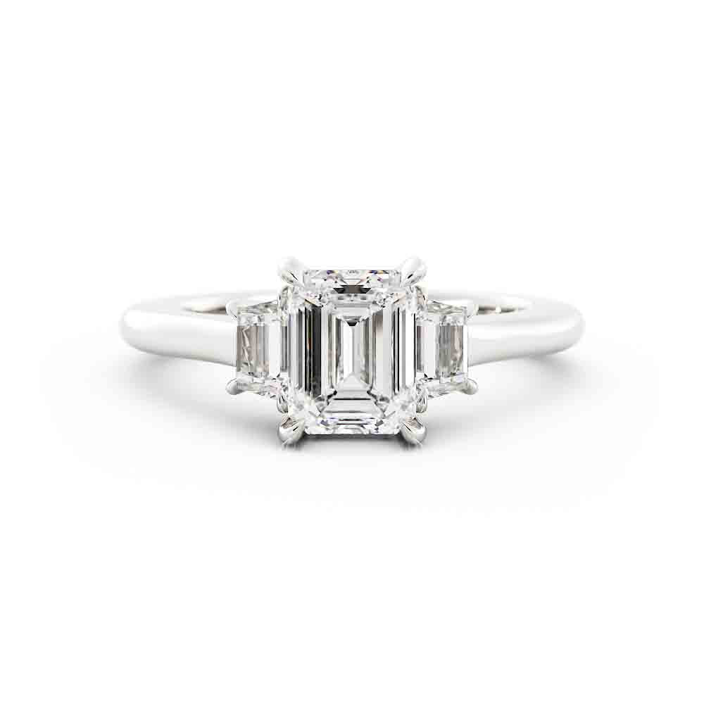 Emerald Cut with Traps and Side Round Diamond