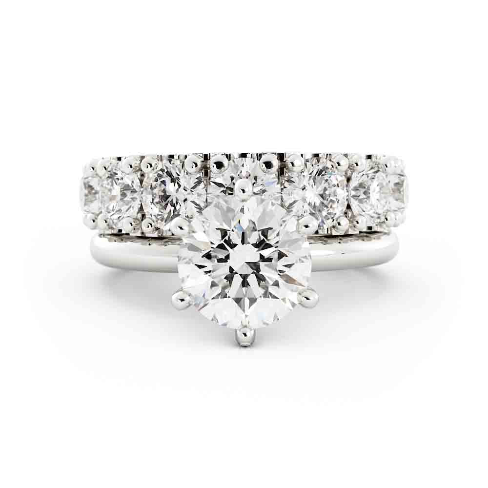 Round Solitaire with Diamond Band
