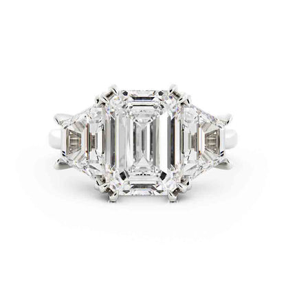 3 Stone Emerald Cut with Traps Diamond Ring
