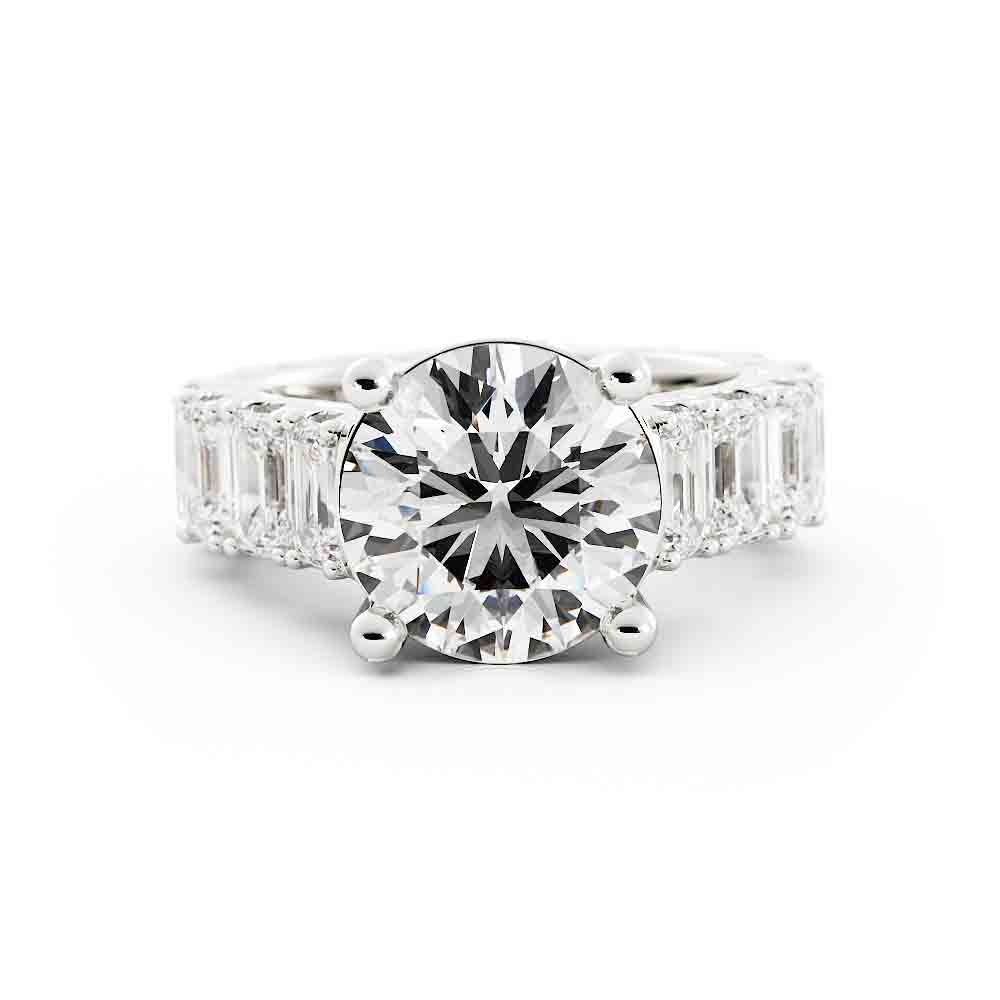 Round Center with Side Emerald Cut