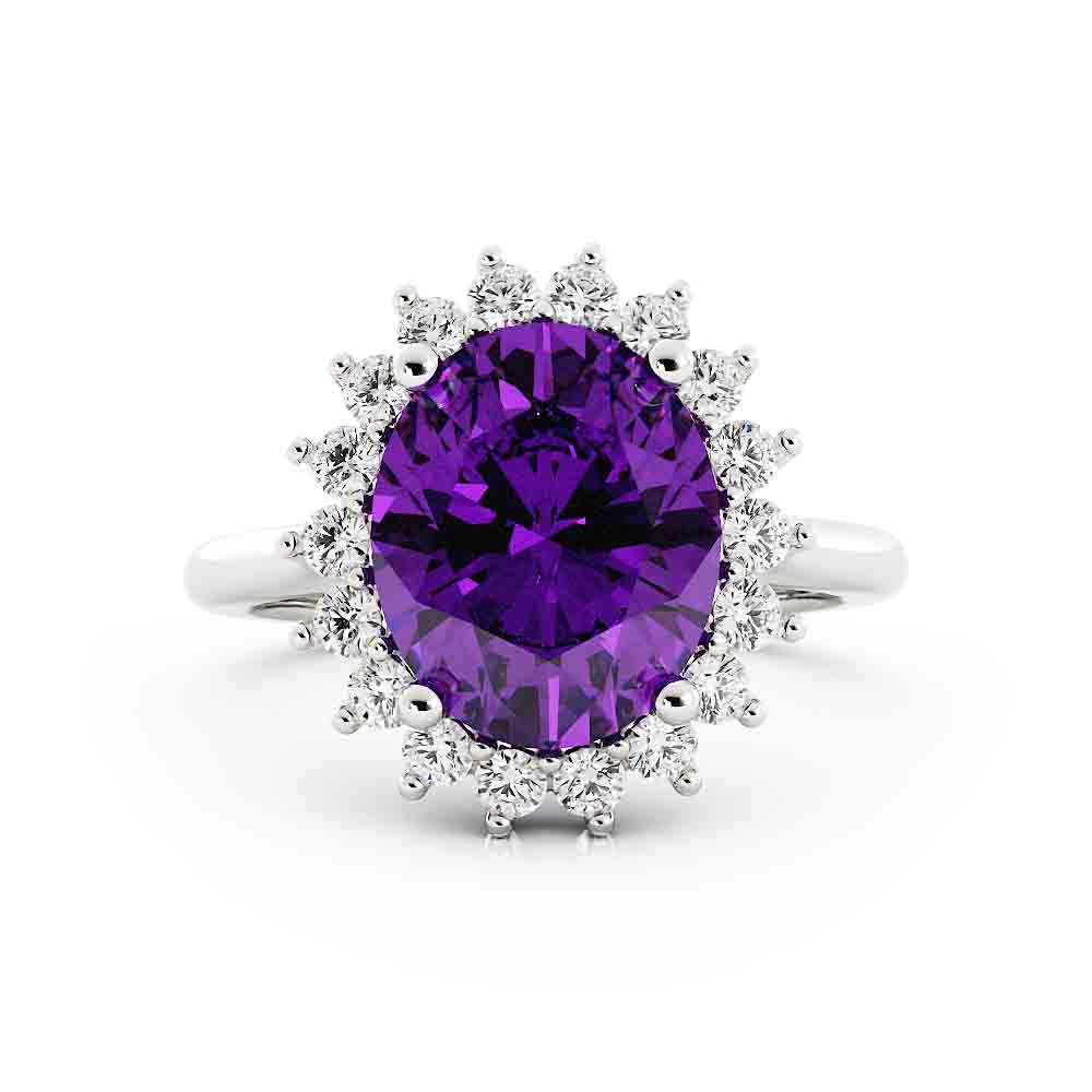 Amethyst Center Diamond Ring