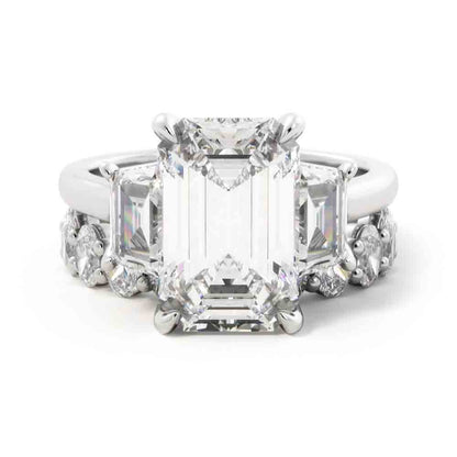 Three Stone Engagement with Diamond Band