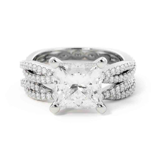 Princess Center with Twisted Diamond Bands