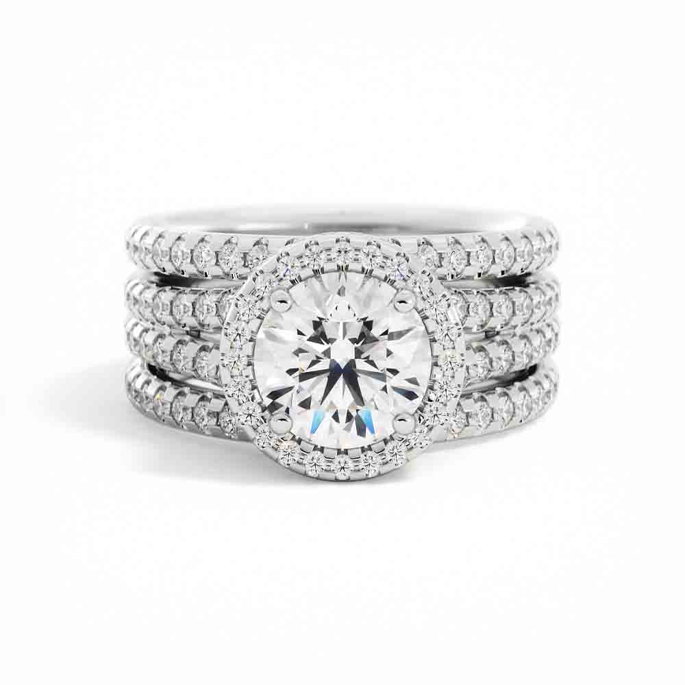 Double Band Wedding Set With Stacking Band