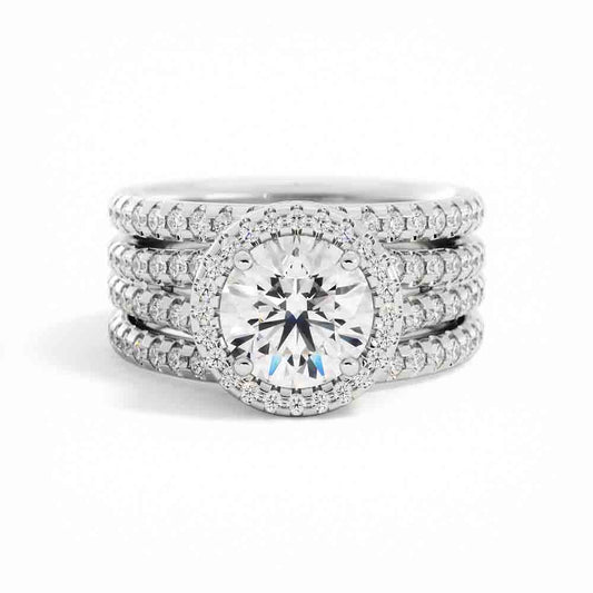Double Band Wedding Set With Stacking Band