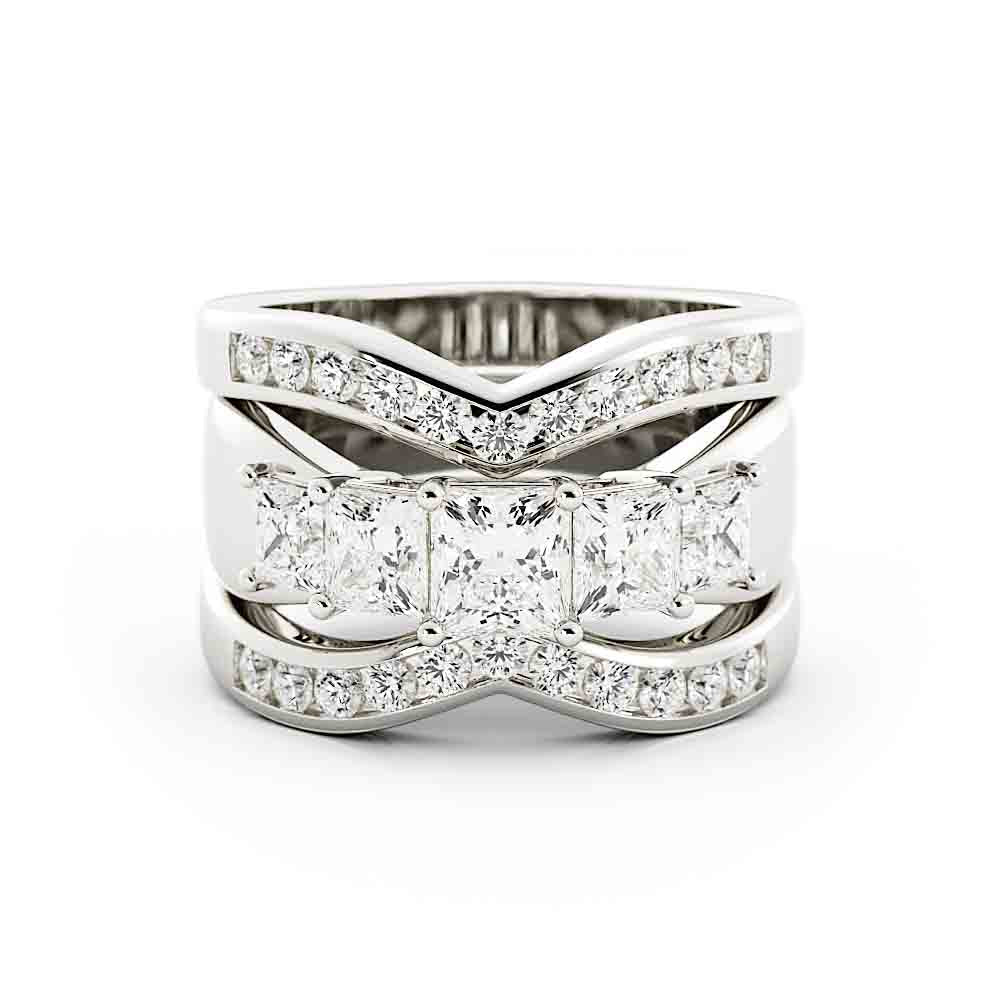 Princess Diamond Ring Surrounded By Channel Set Rd Diamond Bands