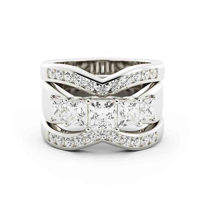 Princess Diamond Ring Surrounded By Channel Set Rd Diamond Bands