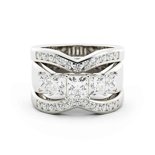 Princess Diamond Ring Surrounded By Channel Set Rd Diamond Bands