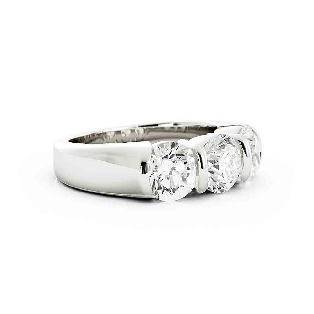 Classic 3 Stone Diamond Band Bar Set