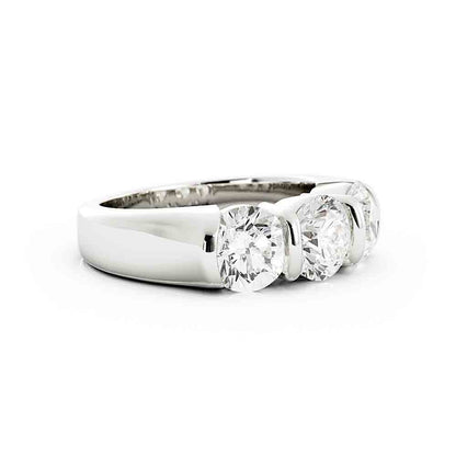 Classic 3 Stone Diamond Band Bar Set
