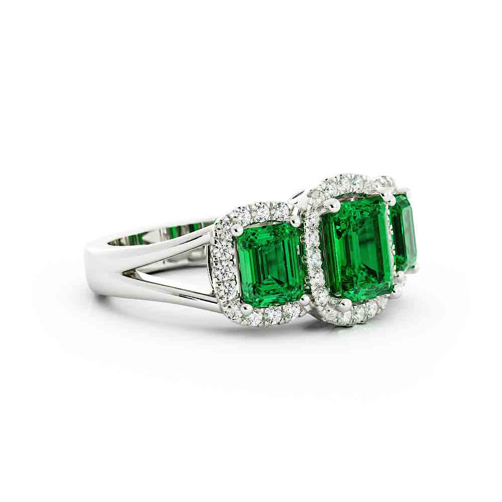3 Emerald Cut With Diamond Halos