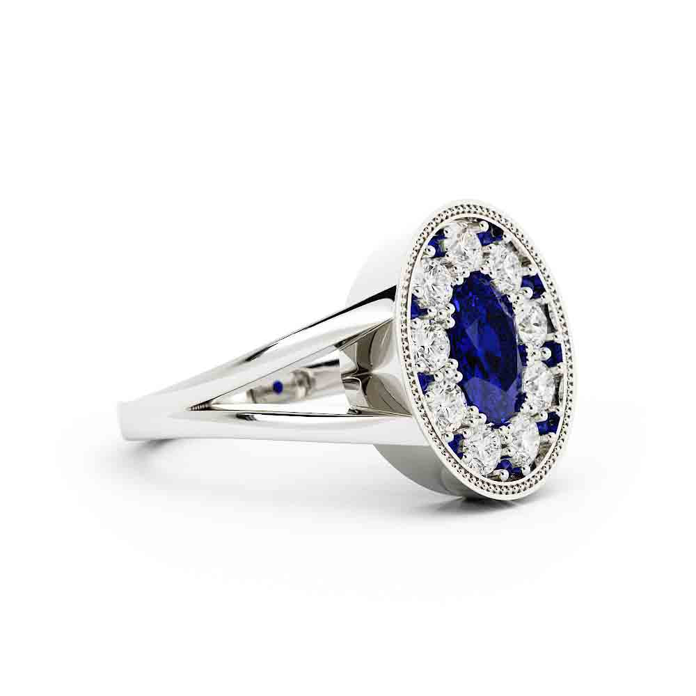 Oval Blue Sapphire And Diamond Ring