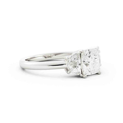 Cushion Center With Half Moon Side Diamond Ring