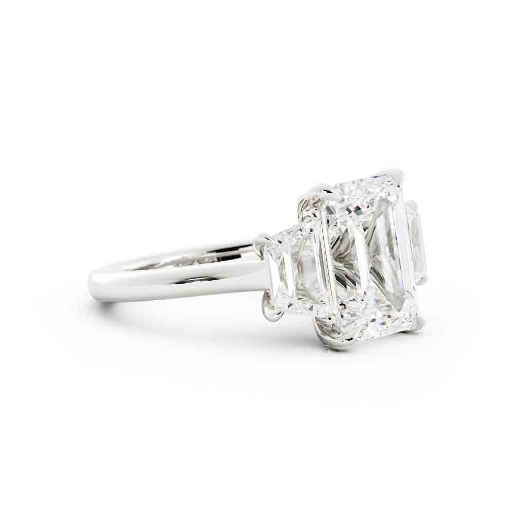 Emerald Cut Diamond Center With Trap Side Diamond Ring