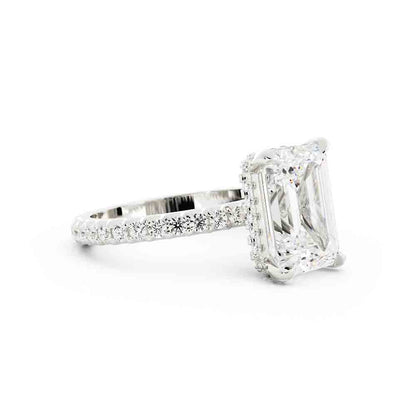 Emerald Cut Diamond With Diamond Gallery Diamond Ring