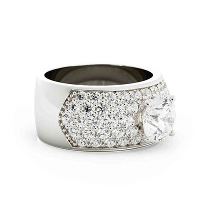 5 Row Rd Diamond Pave Band With Center Stone