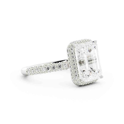 3 Sided Pave Diamond Ring with Halo
