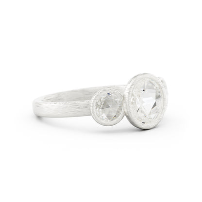 Rose Cut Diamond Three Stone Ring