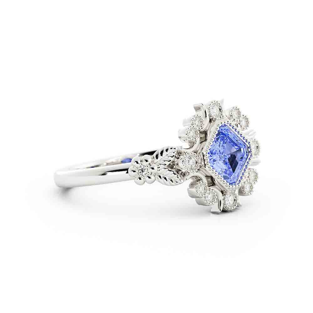 Blue-Green Sapphire and Diamond Ring