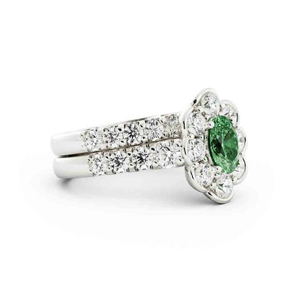 Emerald and Diamond Wedding Set