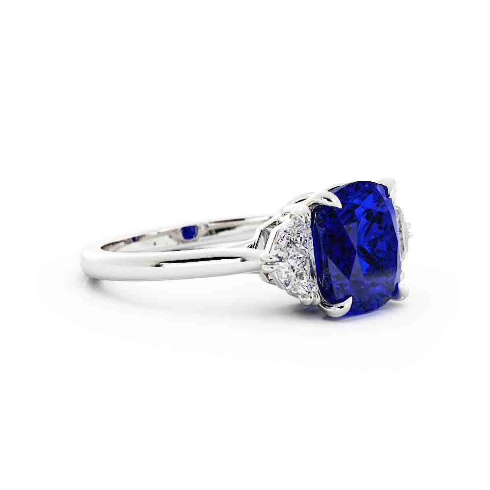 Cushion Blue Sapphire with Cadilac Cut Traps