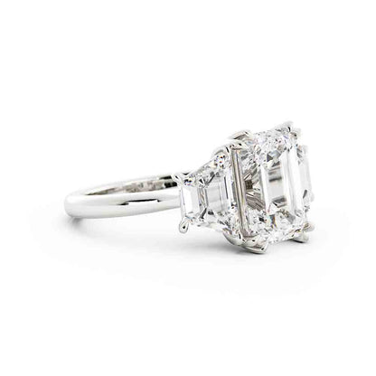 3 Stone Emerald Cut with Traps Diamond Ring