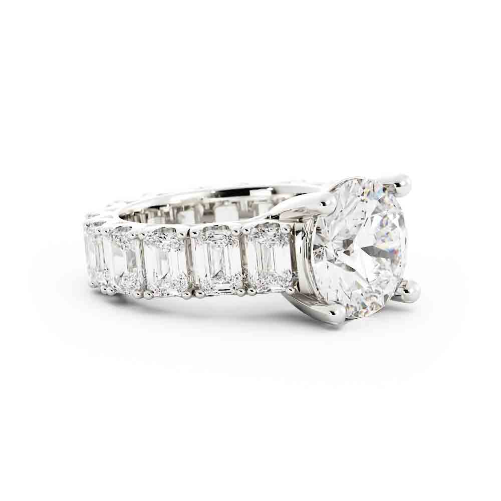Round Center with Side Emerald Cut