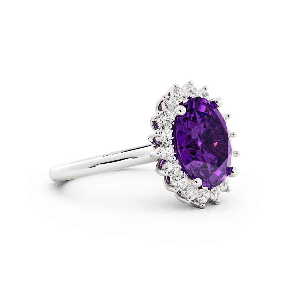 Amethyst Center Diamond Ring