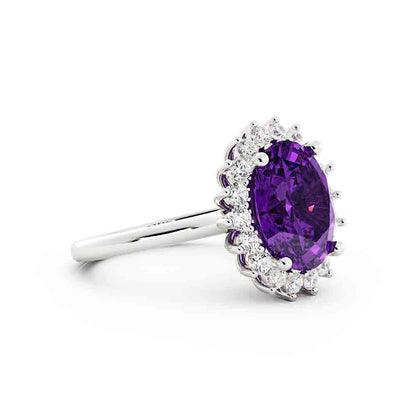 Amethyst Center Diamond Ring
