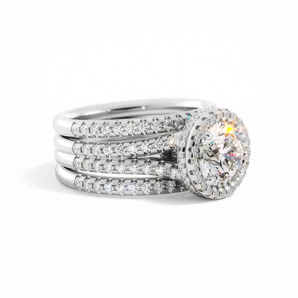 Double Band Wedding Set With Stacking Band