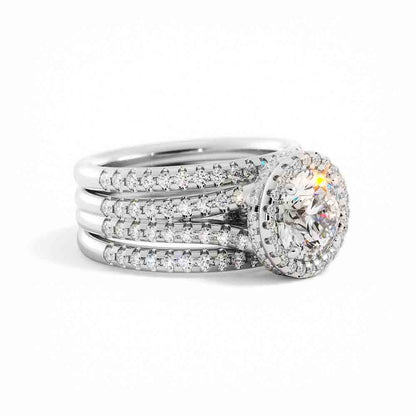 Double Band Wedding Set With Stacking Band