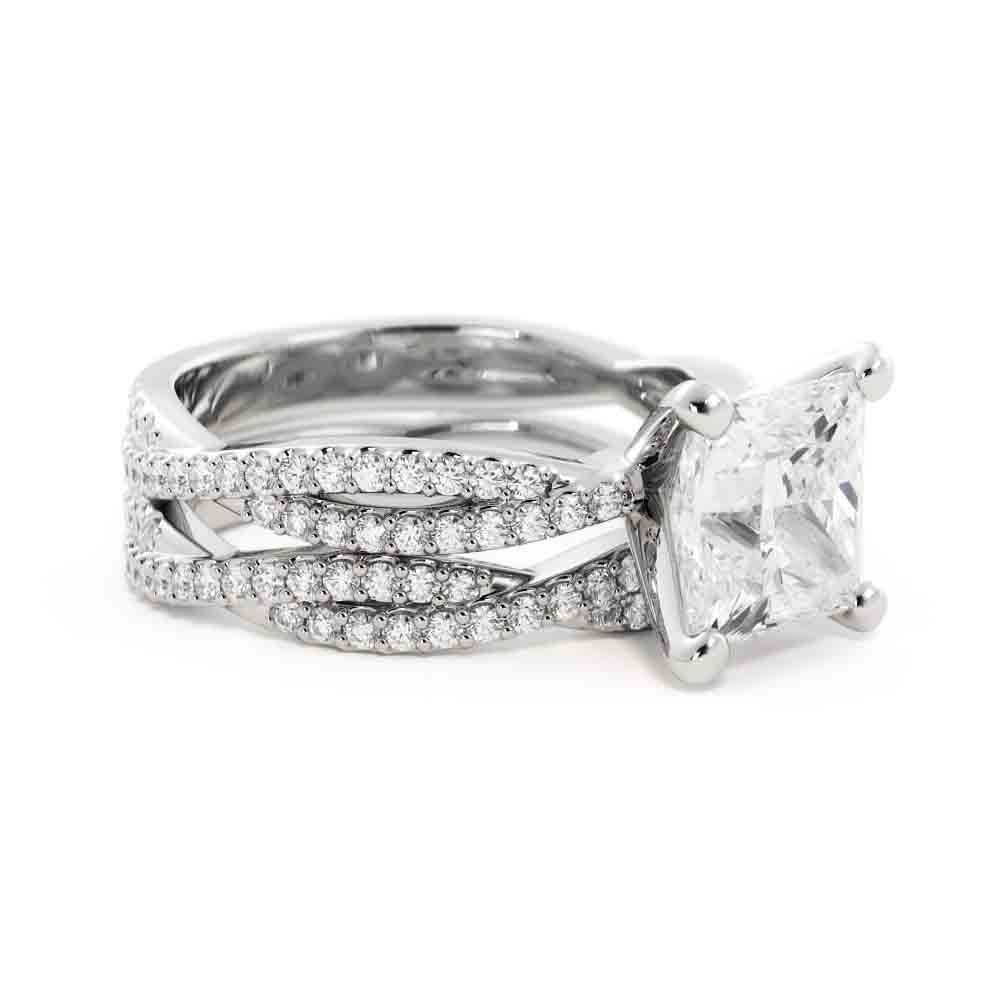 Princess Center with Twisted Diamond Bands