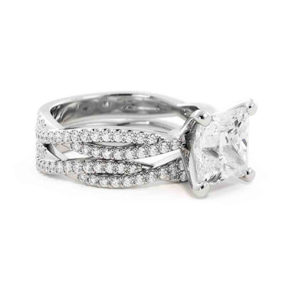 Princess Center with Twisted Diamond Bands