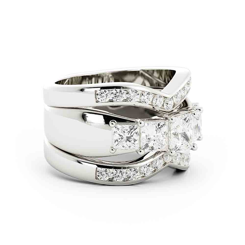 Princess Diamond Ring Surrounded By Channel Set Rd Diamond Bands