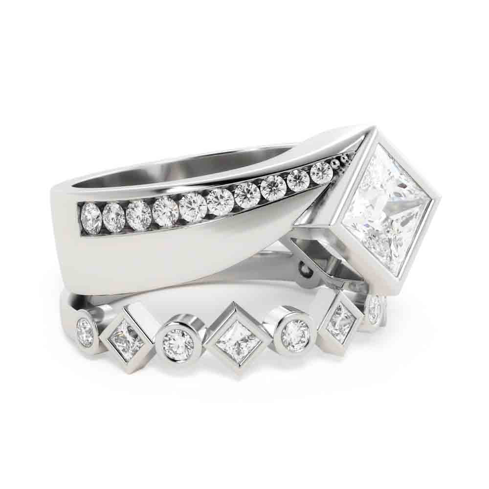 Princess and Round Diamond Set