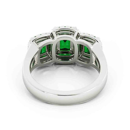 3 Emerald Cut With Diamond Halos