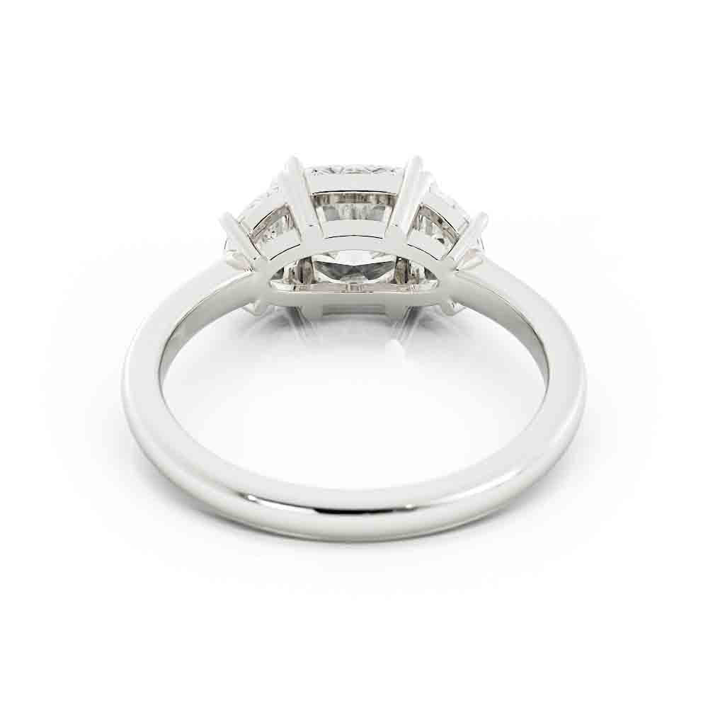 Cushion Center With Half Moon Side Diamond Ring