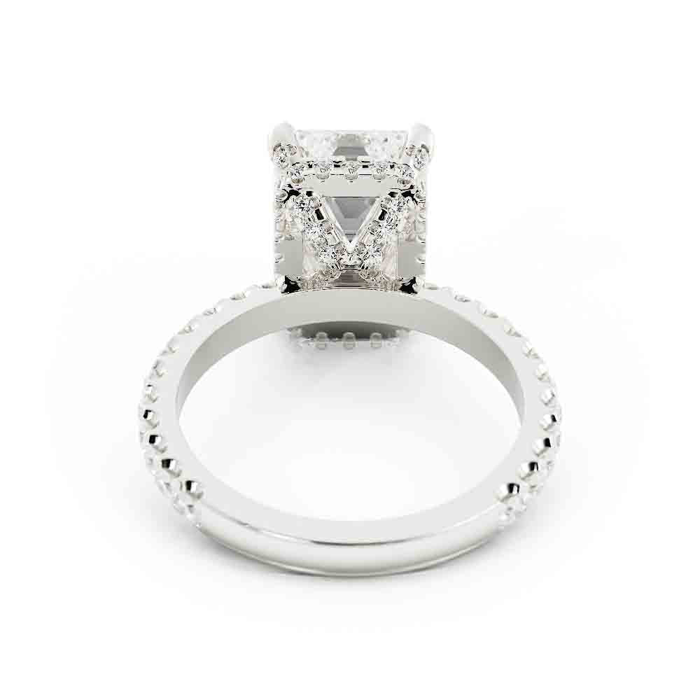 Emerald Cut Diamond With Diamond Gallery Diamond Ring