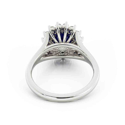 Oval Sapphire With White Diamond Halo Split Ring