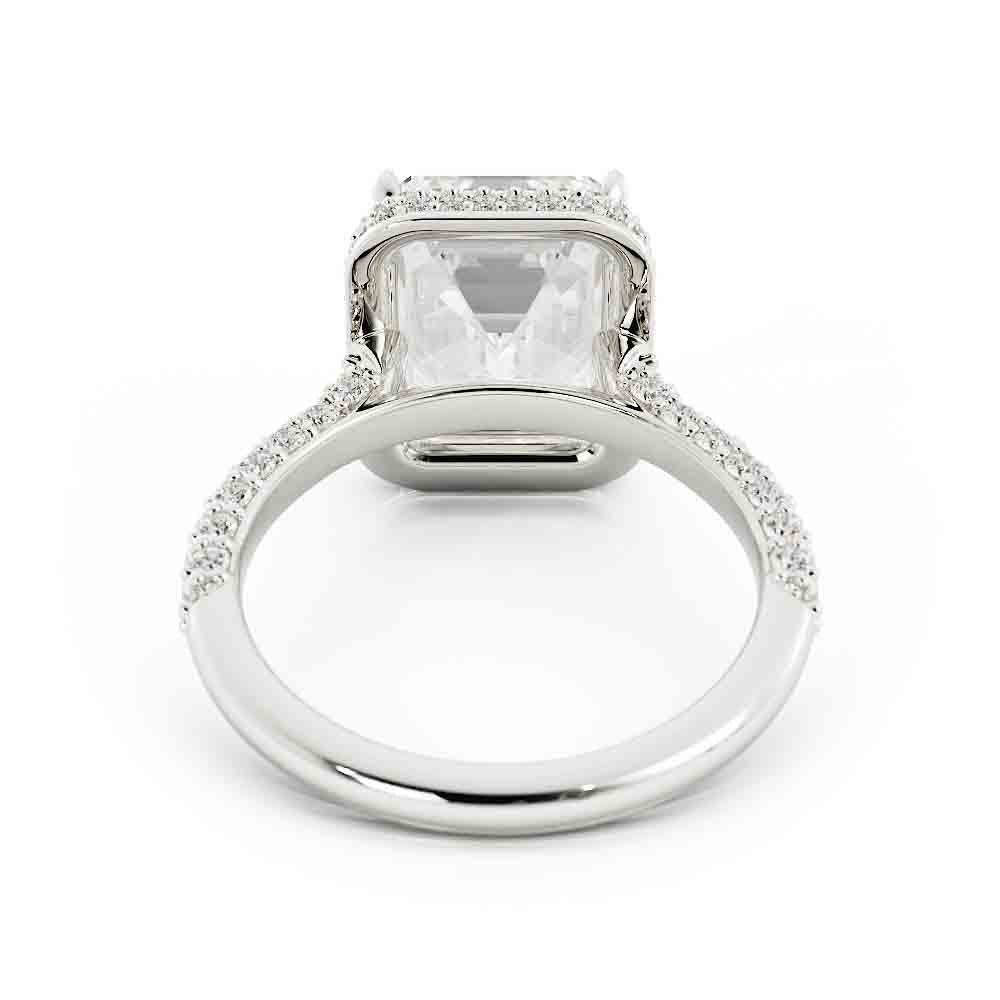 3 Sided Pave Diamond Ring with Halo