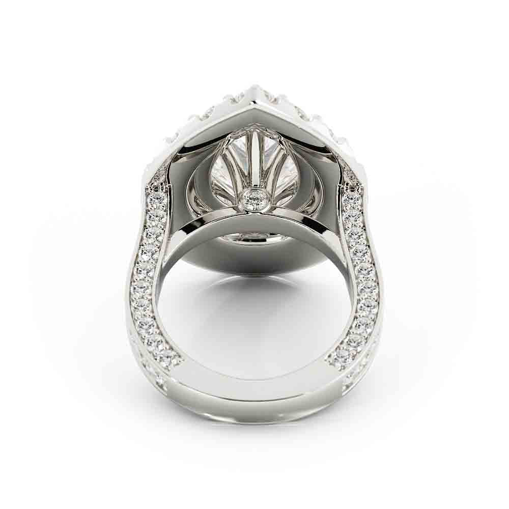Double Halo Pear Shaped Diamond Ring