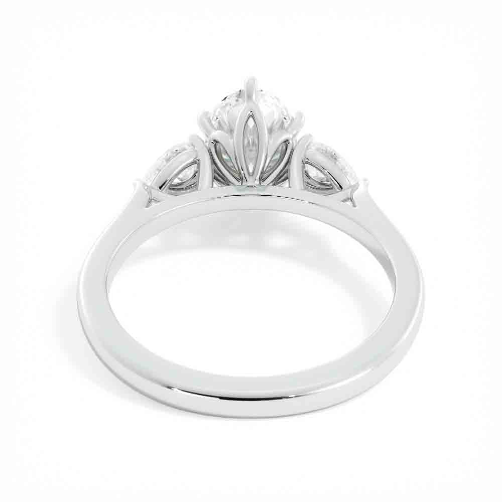 Three Stone Oval and Pear Shaped Diamond Ring