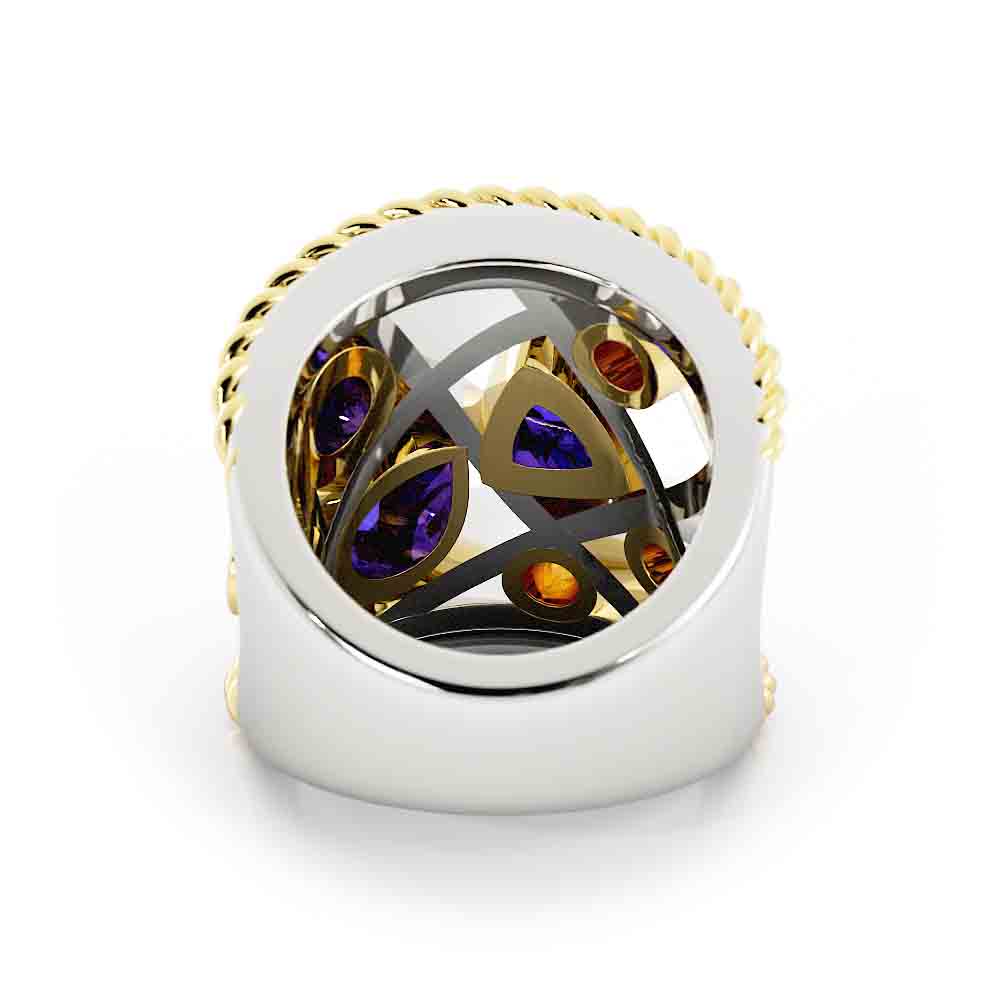 Tanzanite and Diamond Wide Band Ring